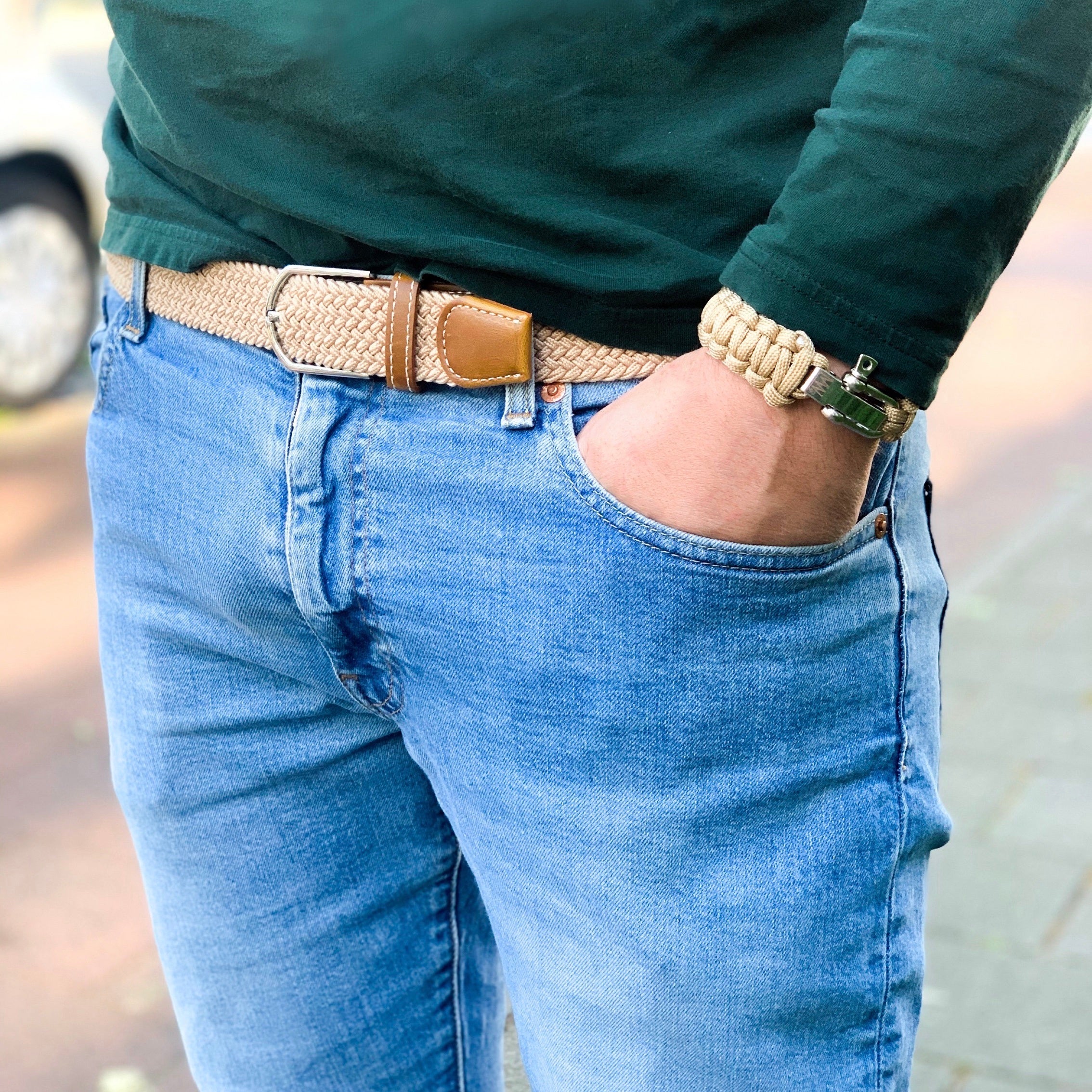 Elastischer Gürtel Beige